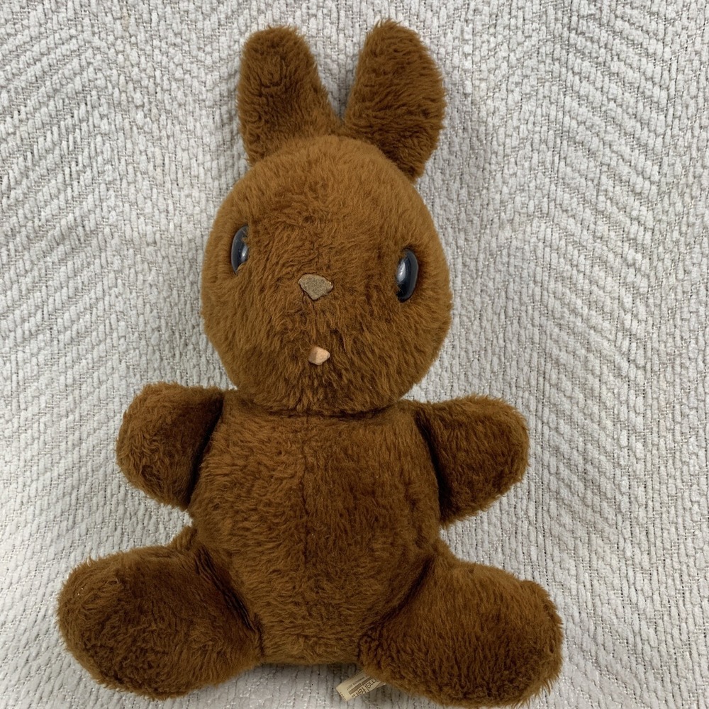 Vintage Animal Fair Brown Bunny Rabbit BELL IN EAR‎ Jingle Stuffed Plush 14"